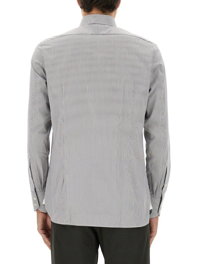 Tom Ford Slim Fit Grey Shirt With Striped Pattern