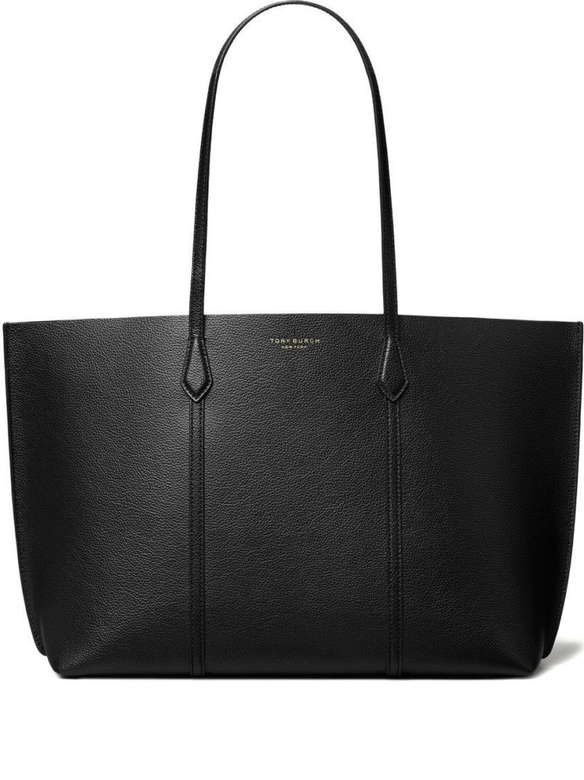 Tory Burch Structured Black Cow Leather Tote Bag