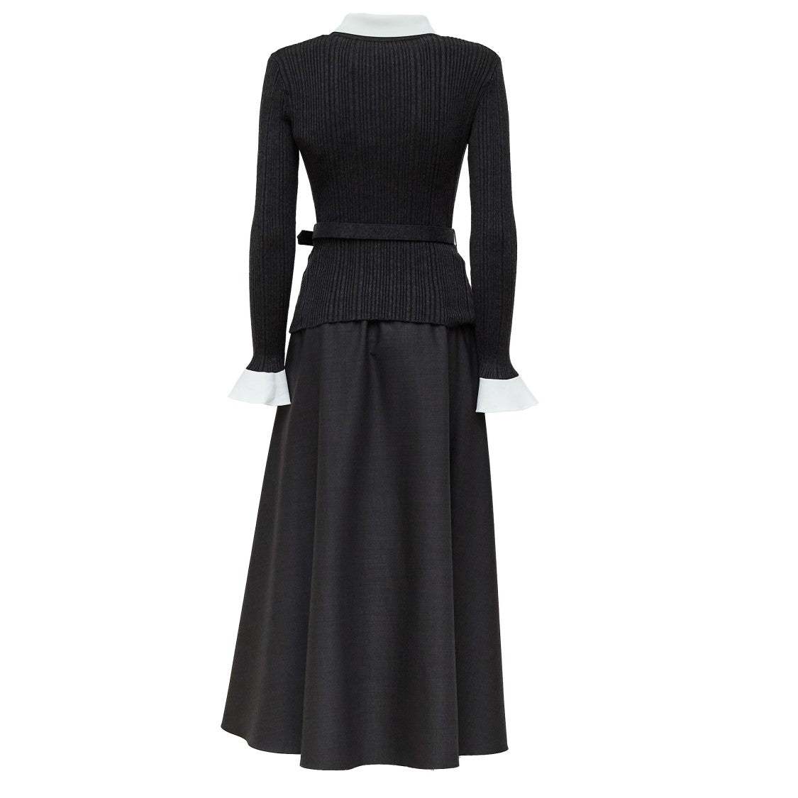 Self-Portrait Knit Twill Midi Dress With Jewel Buttons And Removable Straps