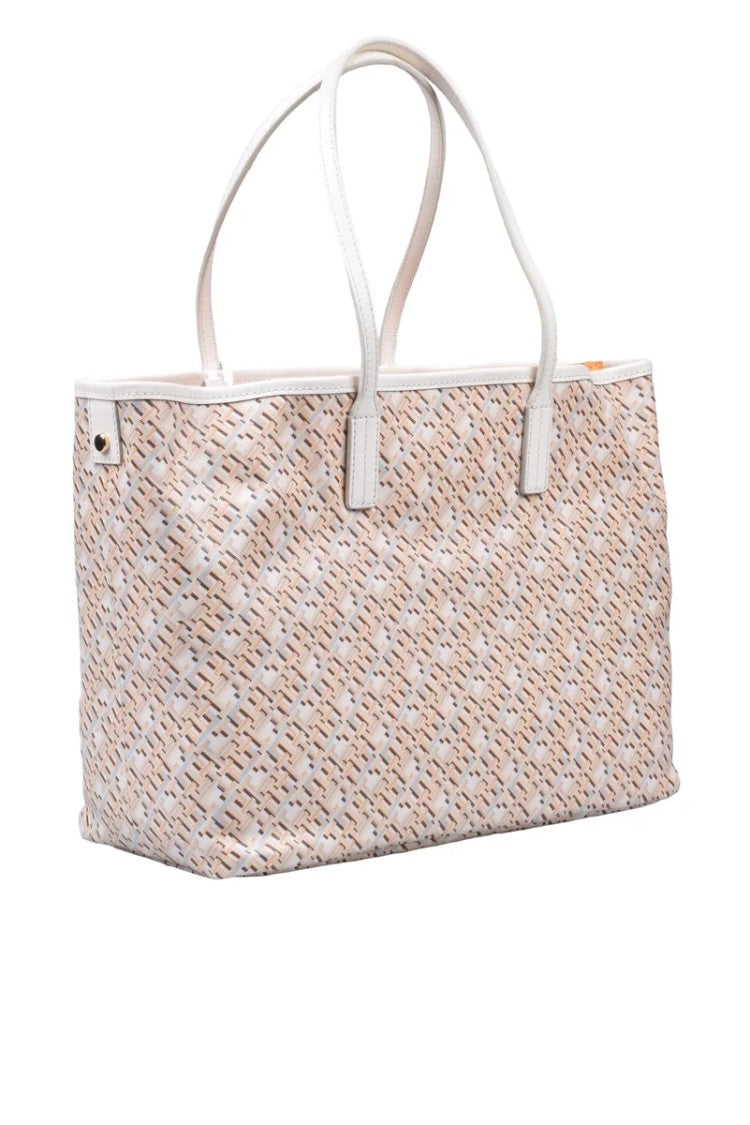 Tommy Hilfiger Spacious Cotton Tote Bag With Zip Closure And Iconic Logo