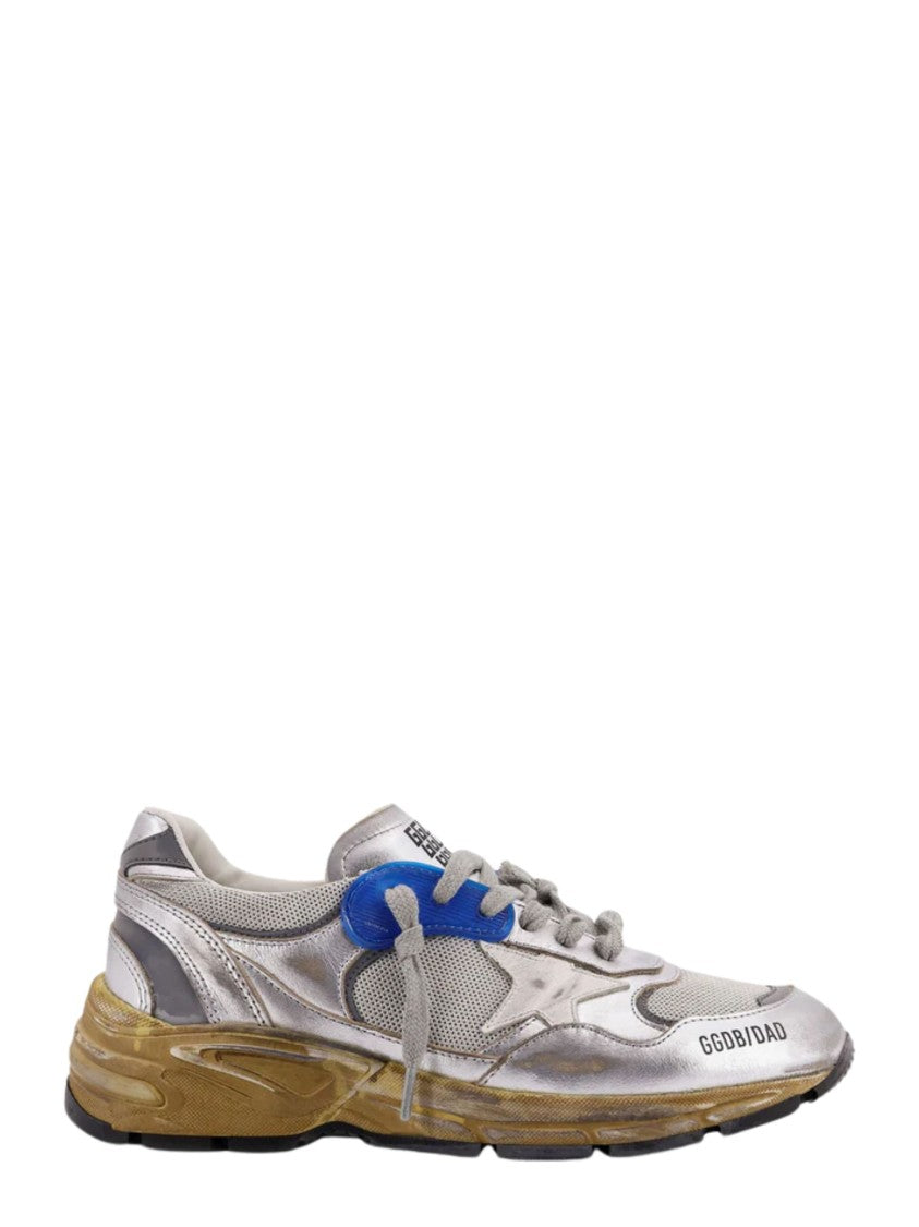 Golden Goose Silver Leather Dad Running Sneakers