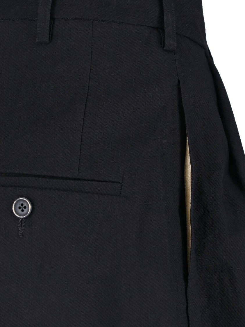 Uma Wang Black High-Waisted Wide-Leg Linen Trousers