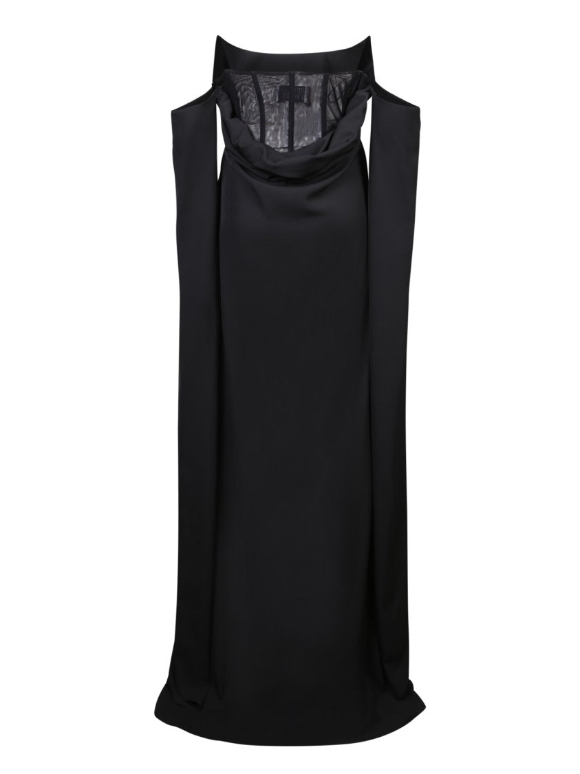 Giuseppe Di Morabito Off-Shoulder Black Dress With Draped Design