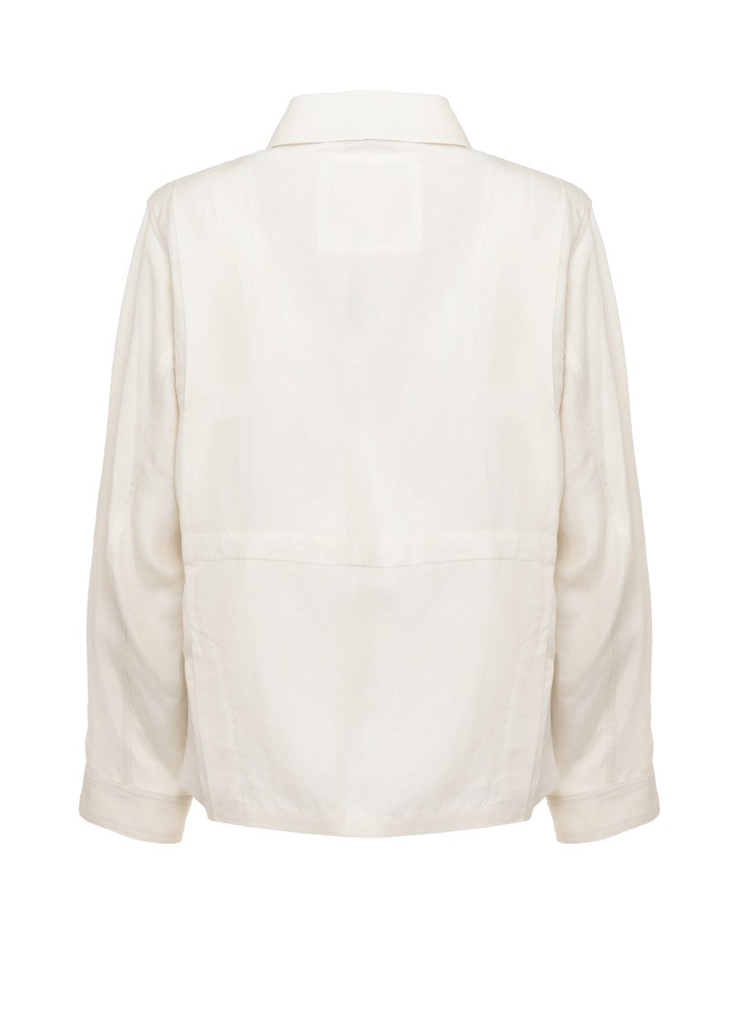 Woolrich Minimalist Ivory Linen Blend Jacket With Zip Closure