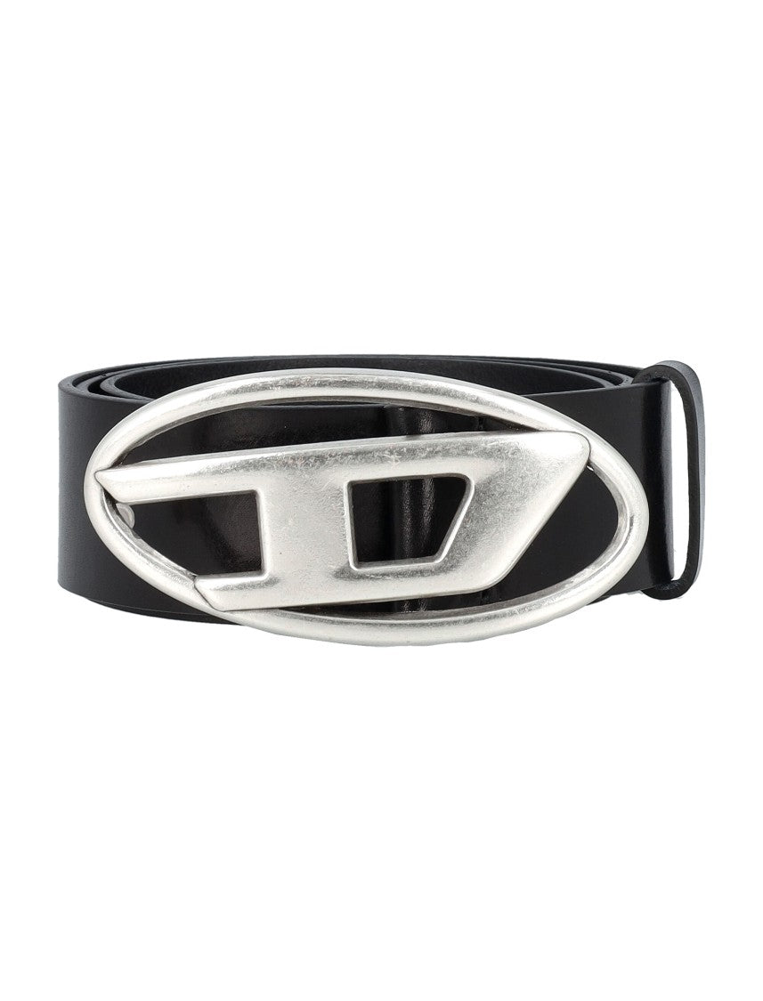 Diesel Leather Belt With Metal Oval 'D' Logo Buckle
