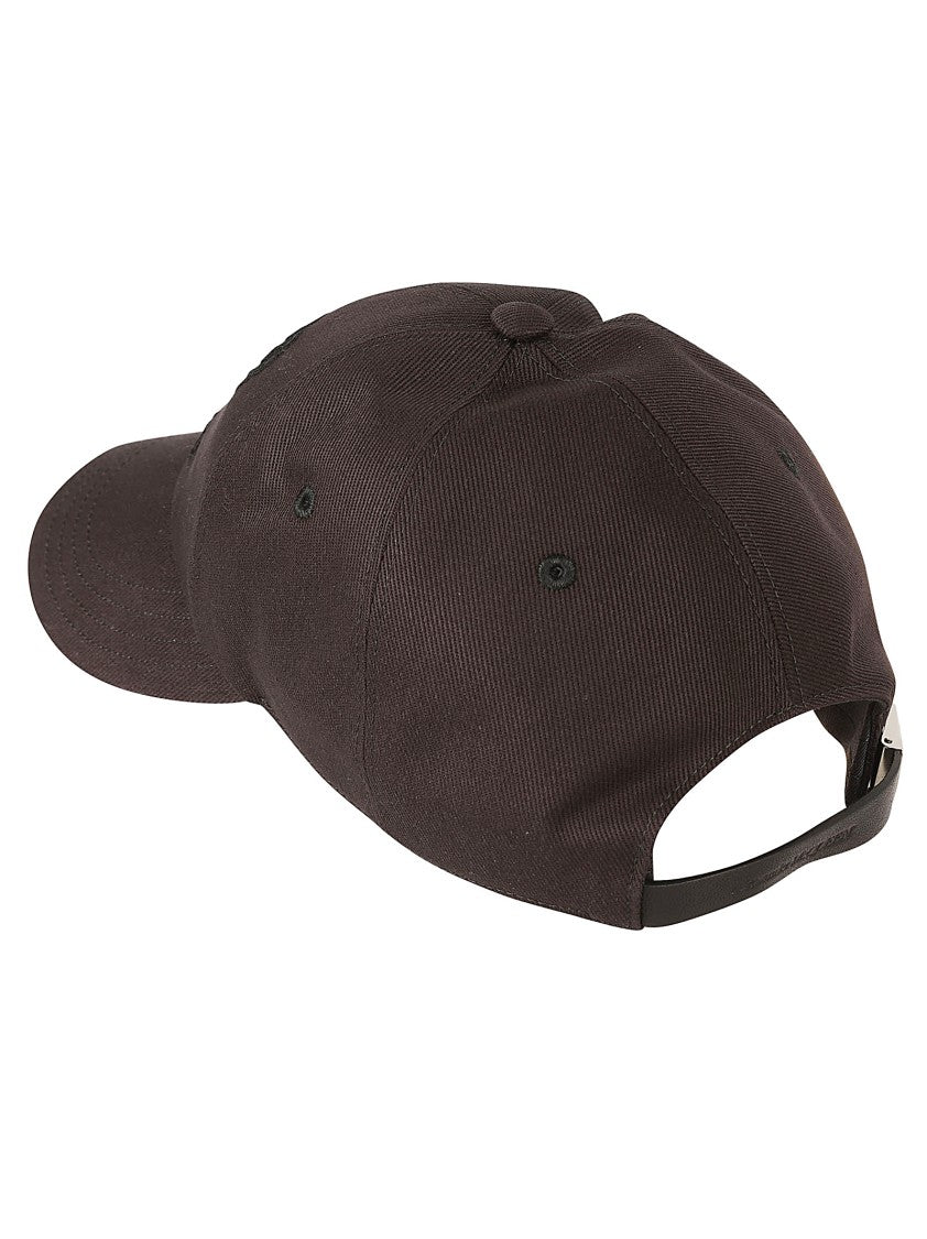 Alexander Mcqueen Structured Black Cotton Cap With Logo Embroidery