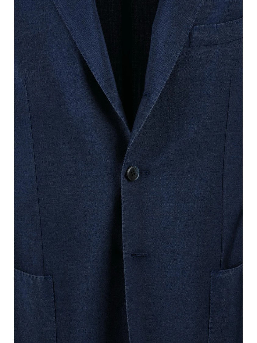 L.B.M. 1911 Blue Wool Mohair Wool Rounded Blazer