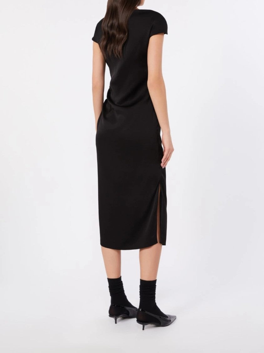 Max Mara Black Mstaustero Side Ruching Midi Dress