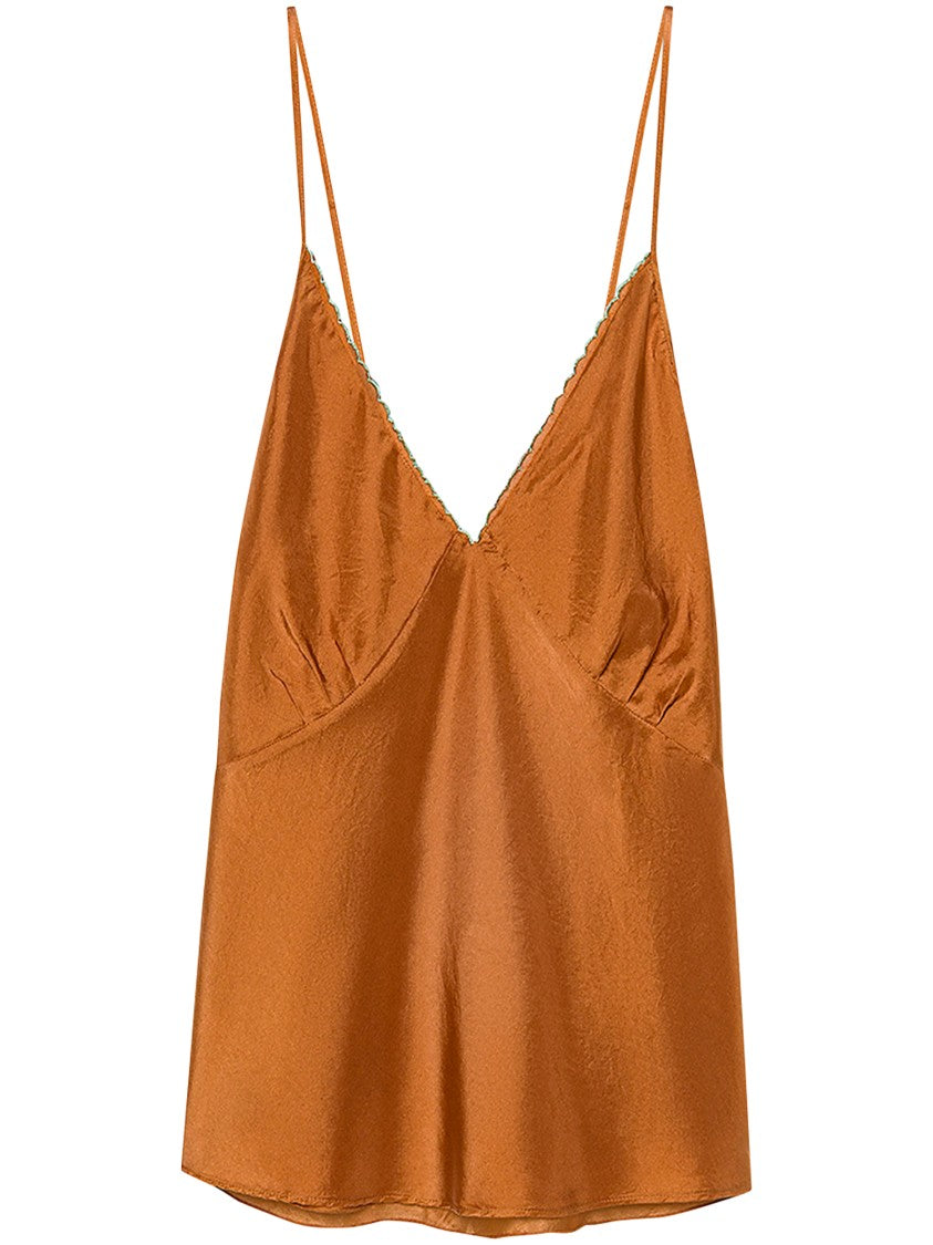 Forte Forte Silk Camisole With Embroidered Edges And Flared Hem