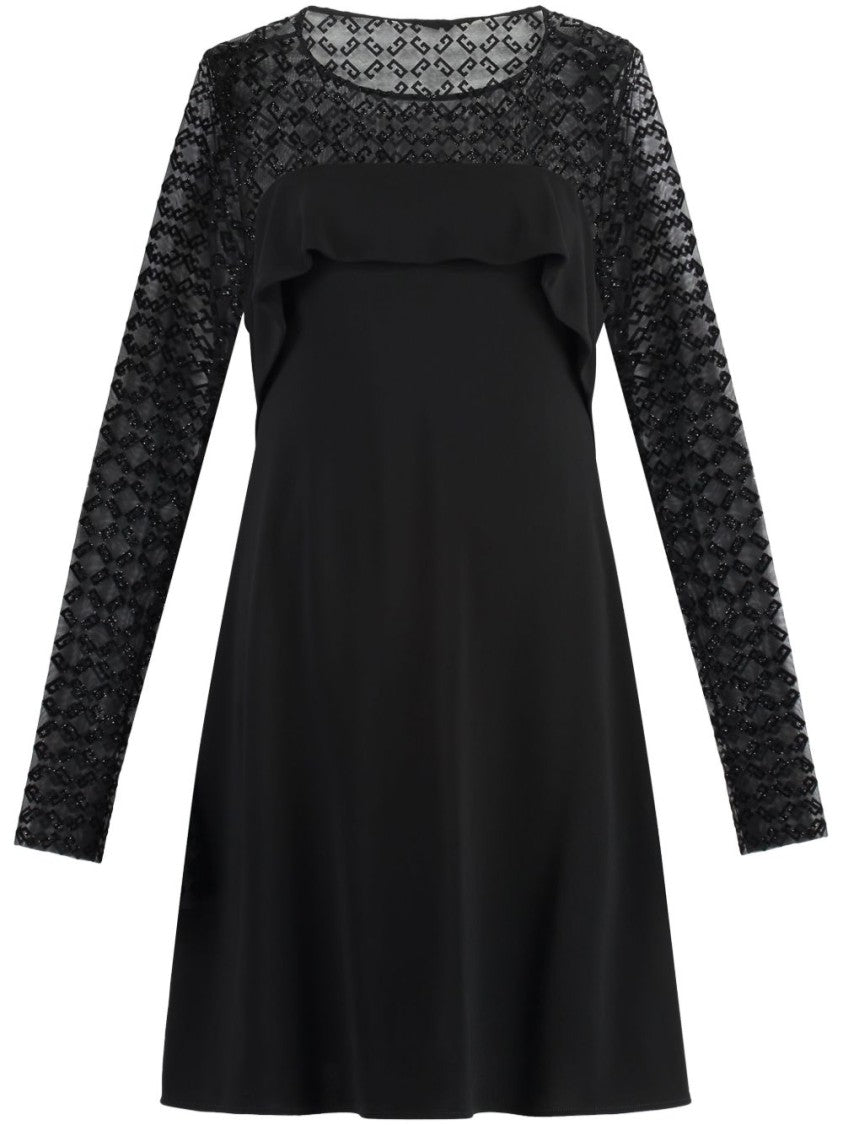 Givenchy Black Crew Neck Tulle Insert Dress