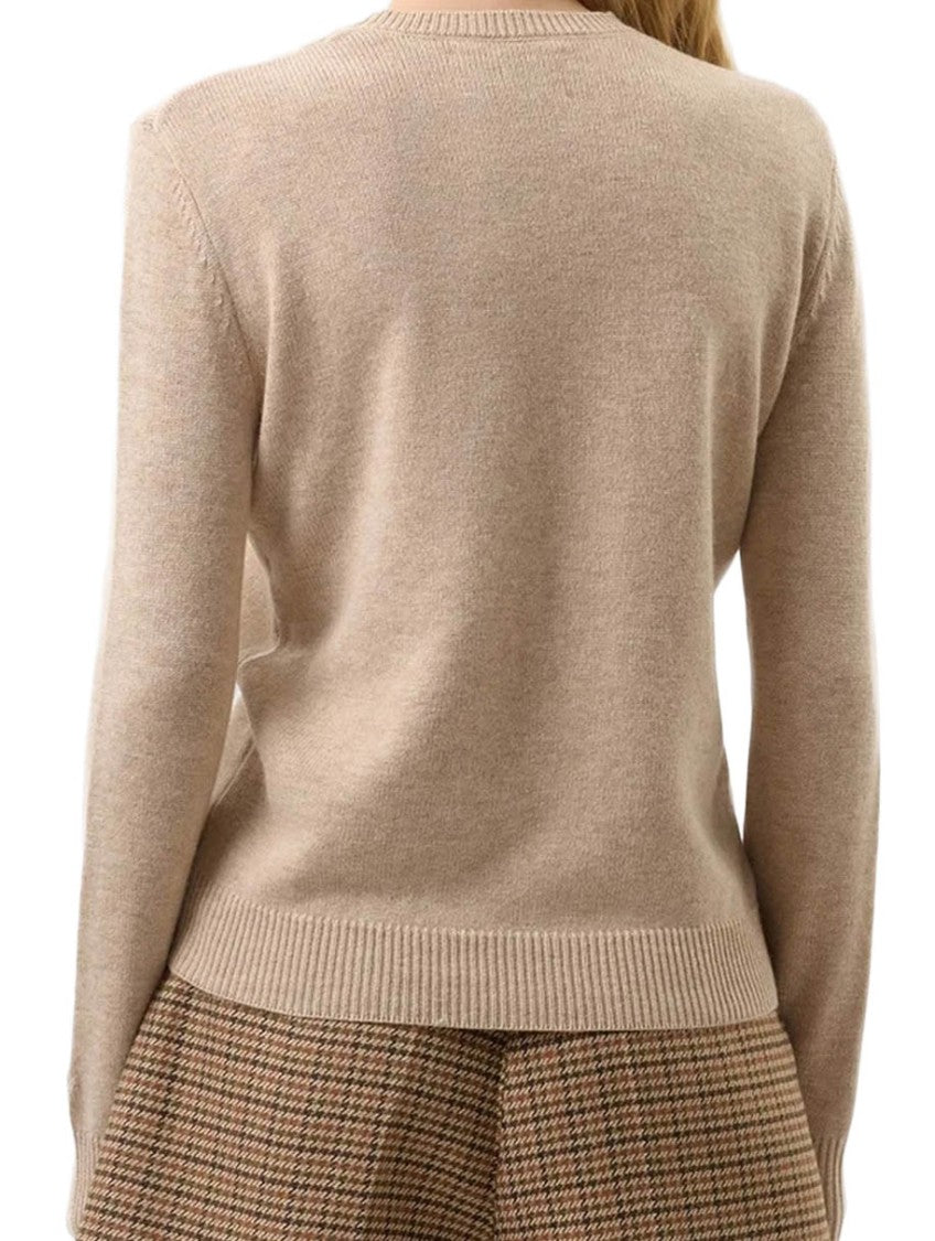 Mc2 Saint Barth Beige Knit Sweater With Puppy Illustrations