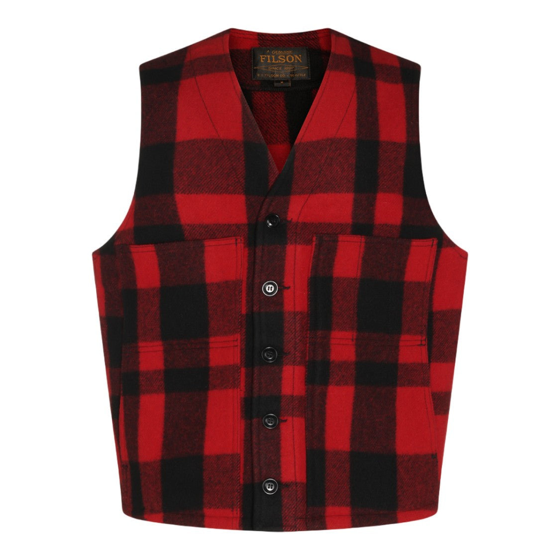 Filson Buffalo Plaid Button-Down Patch Pocket Vest