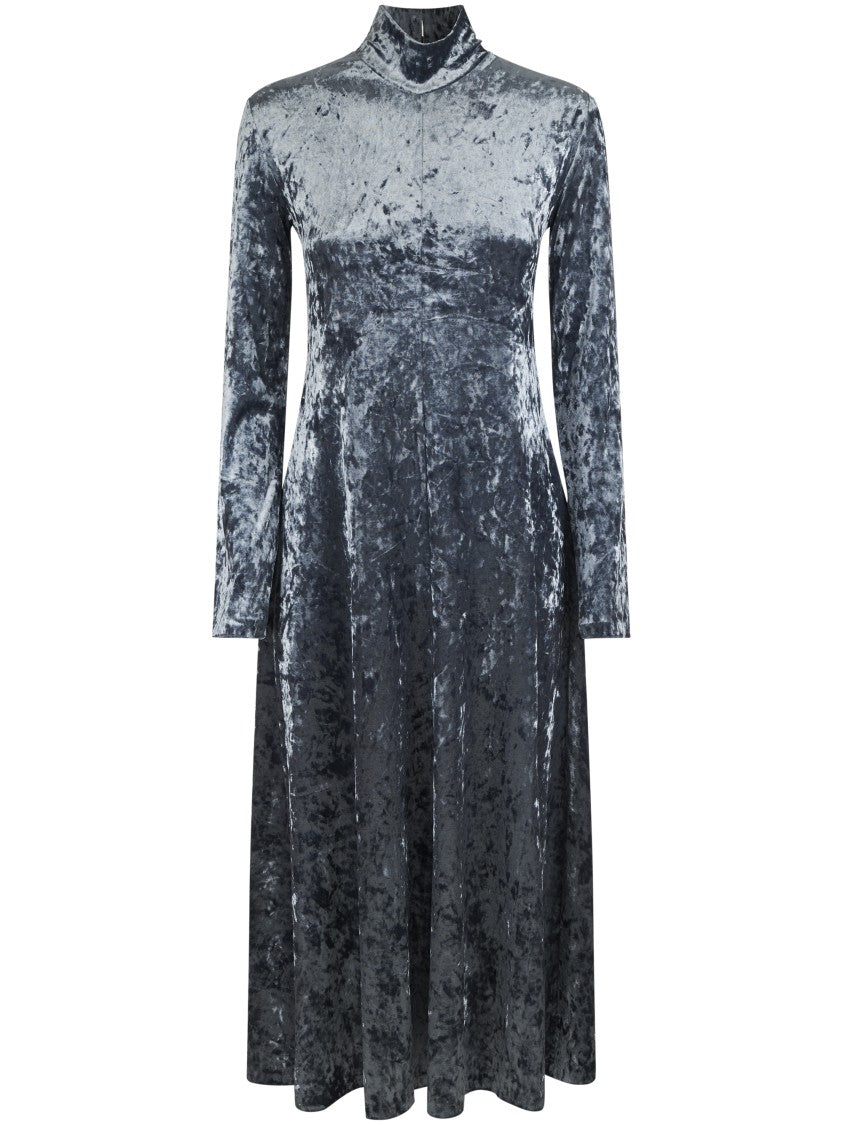 Forte Forte Iridescent Stretch Velvet Turtleneck Dress