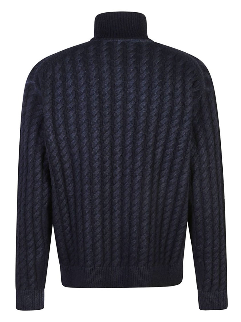 Barena Textured Knit Sweater With High Neck And Ribbed Hem