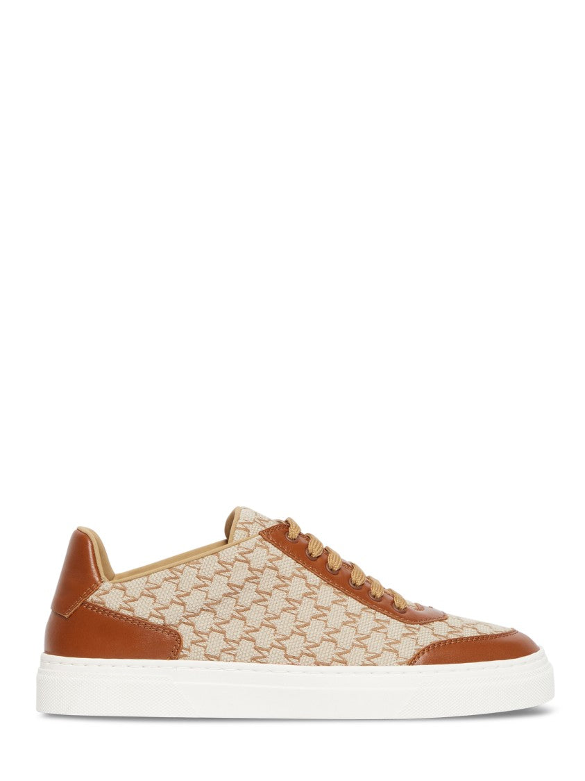 Max Mara Logo Jacquard Sneakers With Textured Fabric And Leather Accents