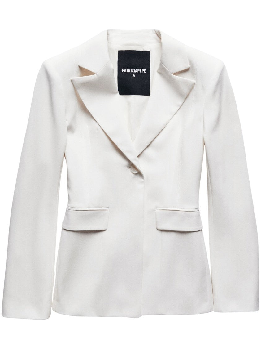 Patrizia Pepe White Slim-Fit Gabardine Blazer