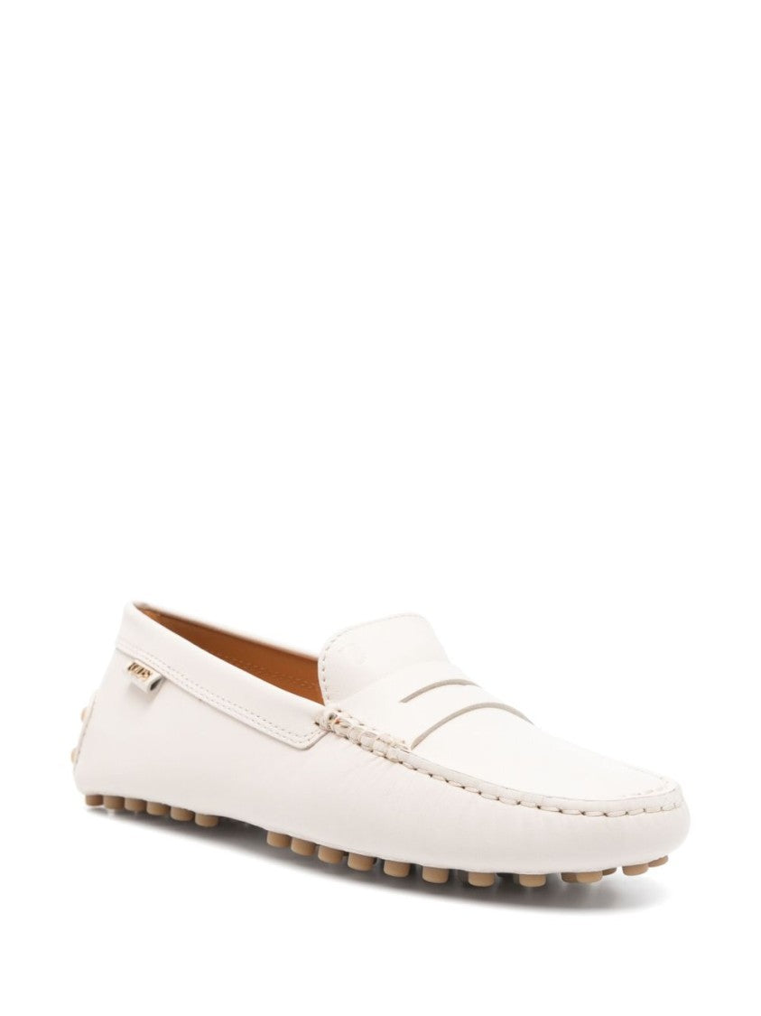 Tod's Calfskin Leather Flats With Pebbled Sole