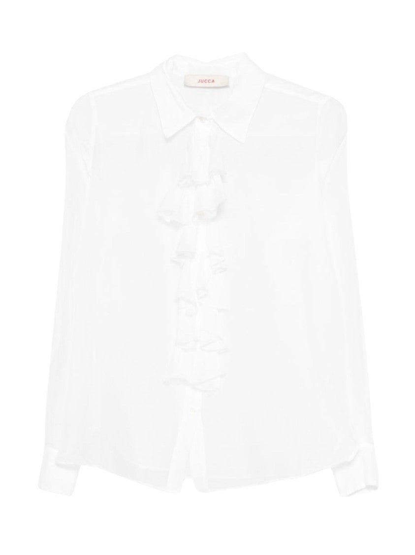 Jucca White Ruffled Classic Collar Shirt