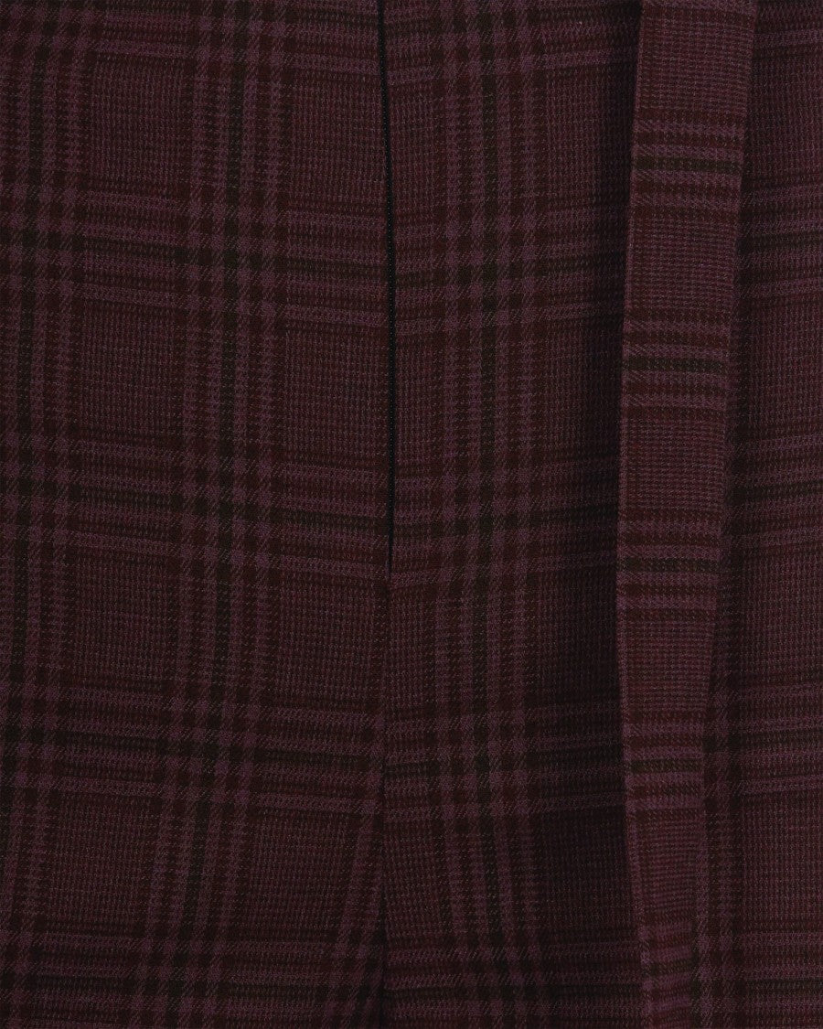 Patrizia Pepe Flowing Checked Pants – Purple Red