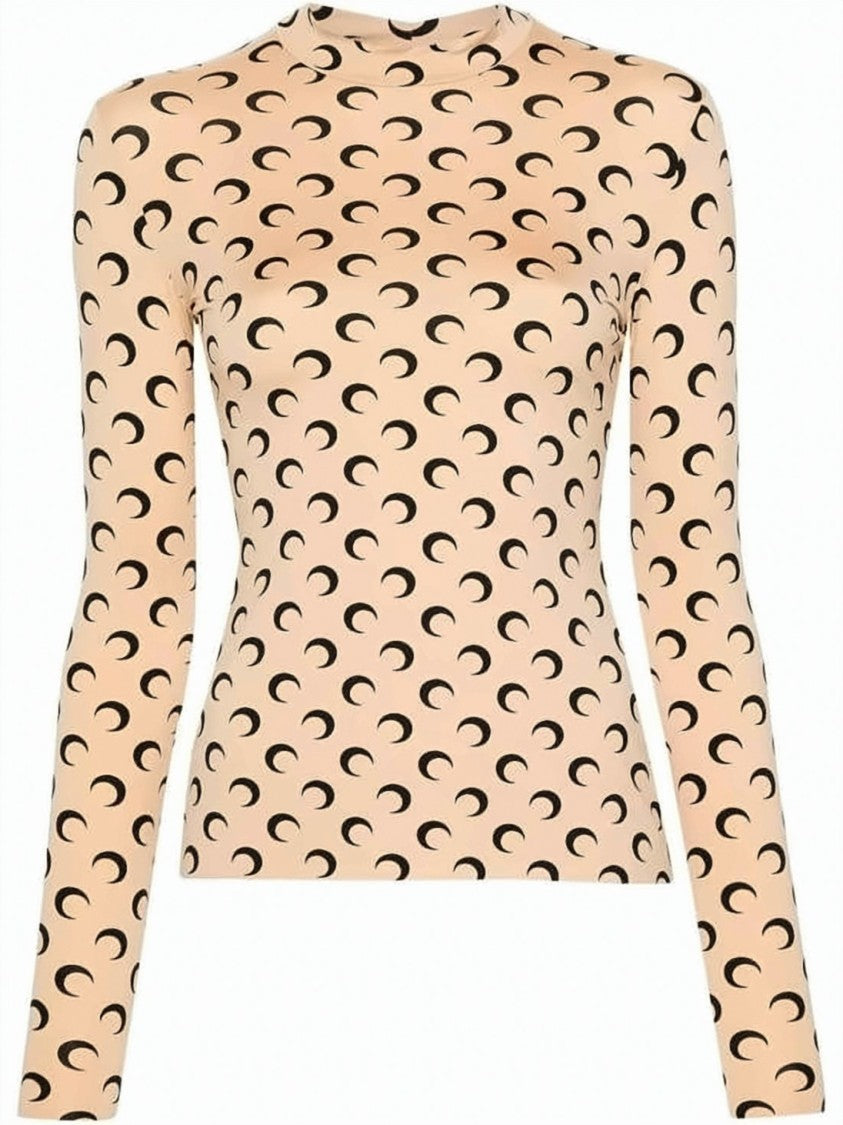 Marine Serre Fitted Long-Sleeve Top