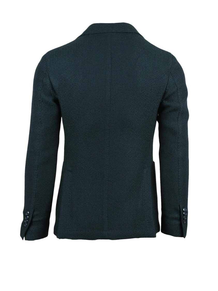 Luigi Bianchi Bottle Green Wool Jacket With Notch Lapel And Button Closure