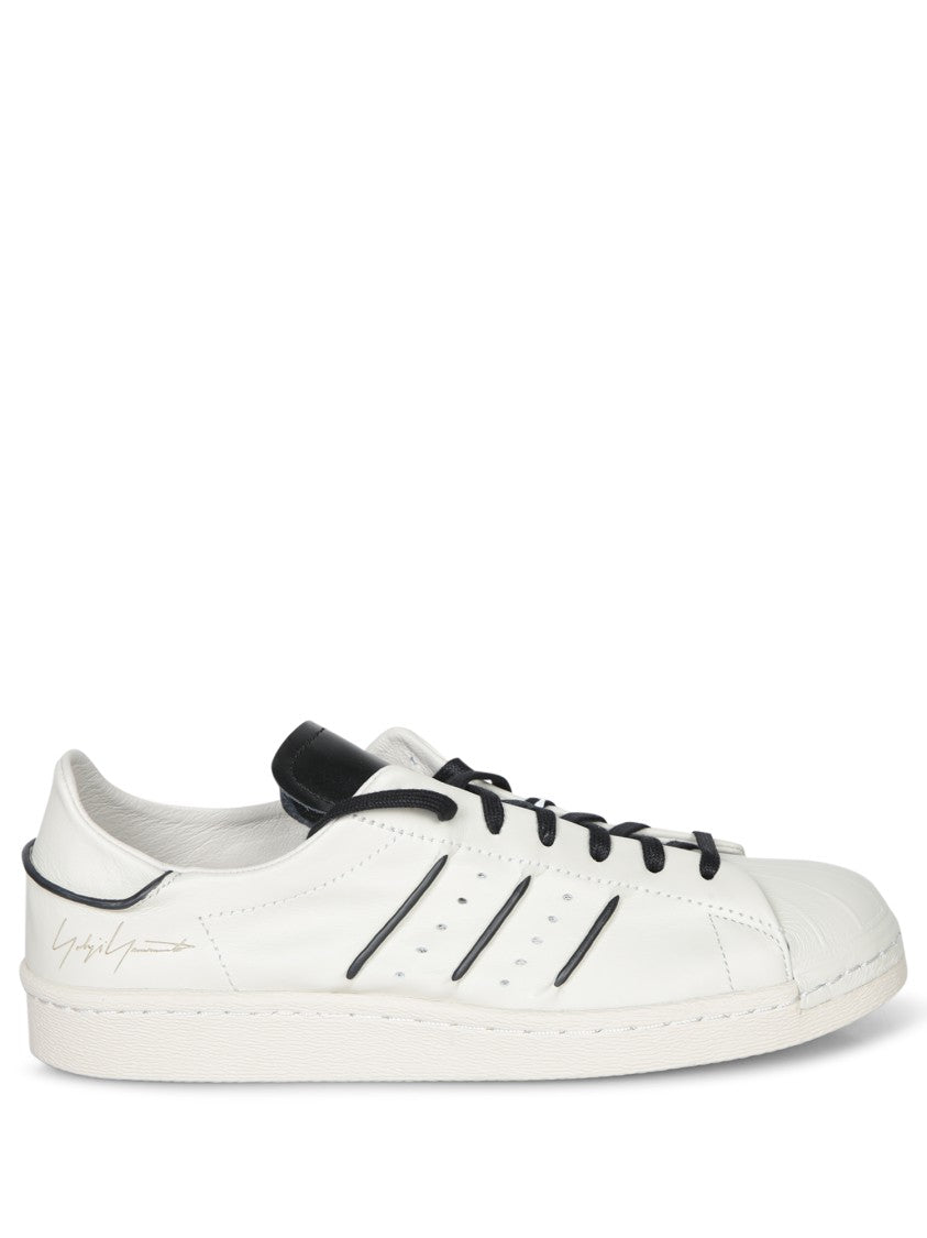 Adidas Calf Leather Black Sneakers With Geometric Inserts