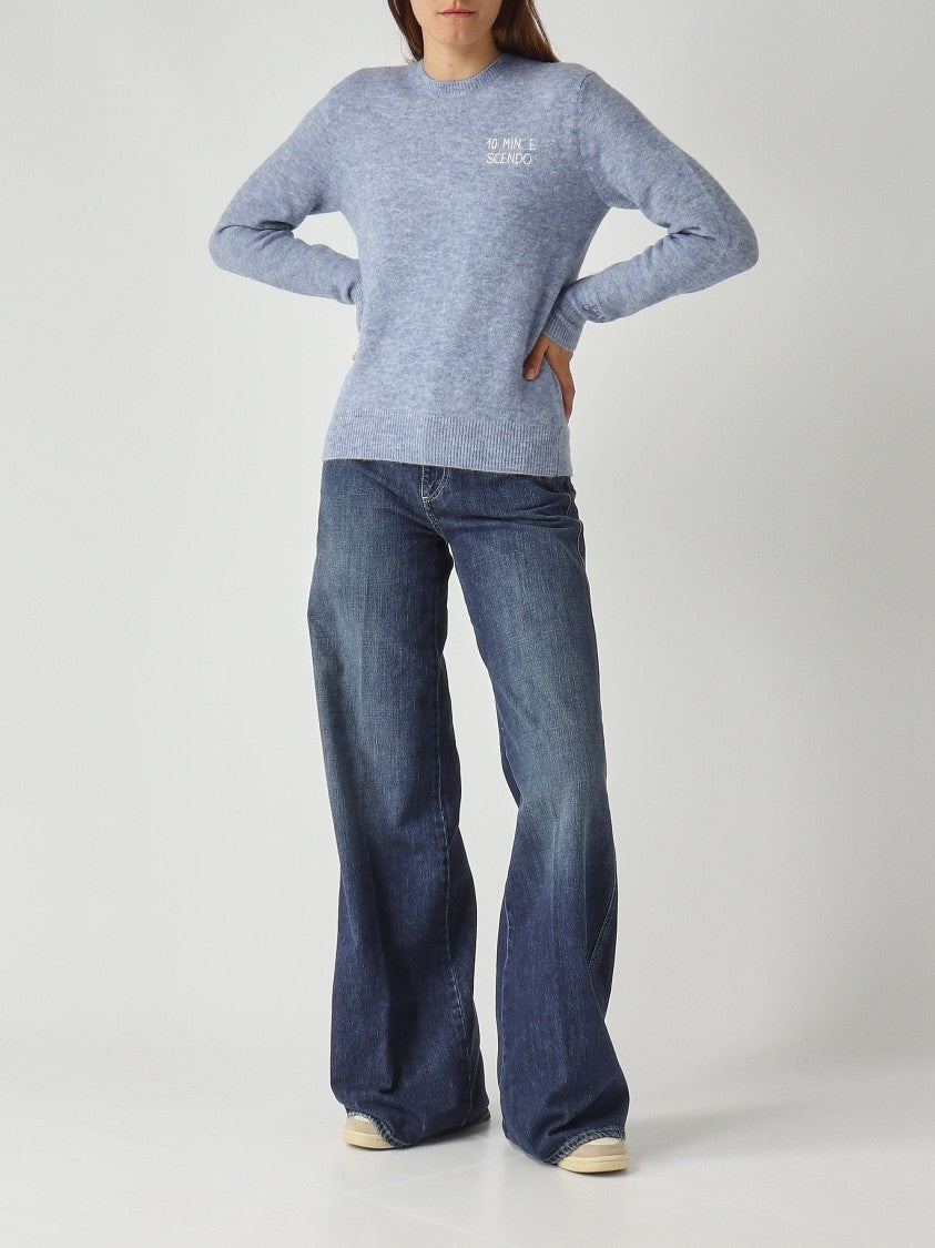 Mc2 Saint Barth Alpaca Knit Sweater With Ribbed Finishing