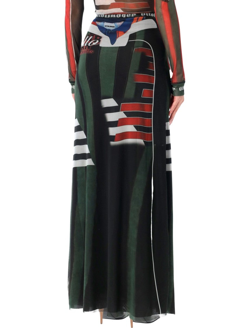 Ottolinger Mesh Long Abstract Printed Midi Skirt