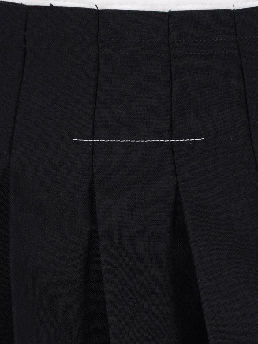 Mm6 By Maison Margiela Black Virgin Wool-Blend Pleated Mini Skirt