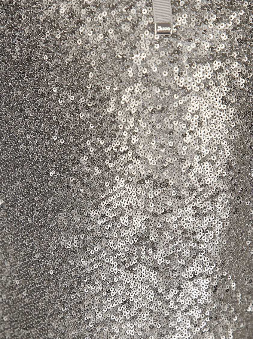 Herno Midi Skirt With Shimmering Metallic Finish And Flared Silhouette