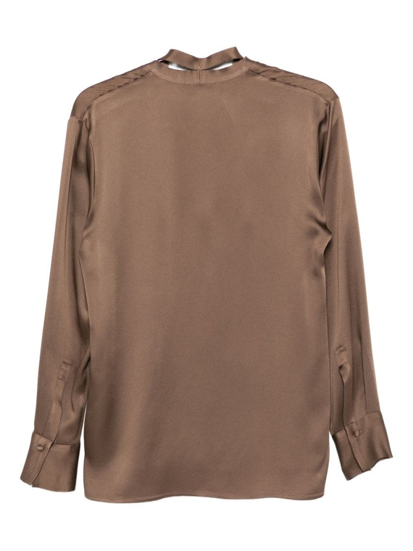 Antonelli Silk-Finish Brown Blouse
