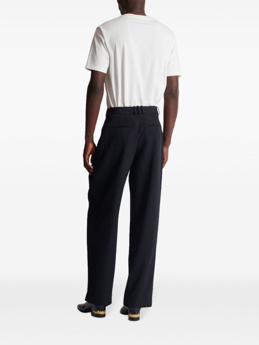 Balmain Mid-Rise Black Virgin Wool Trousers