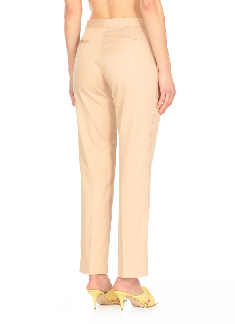 Fabiana Filippi Tailored Beige Cotton Pants With Side Slit Pockets