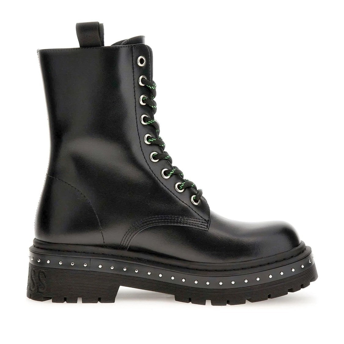 Guess Black Joya Polished Lace-Up Studded Ankle Boots