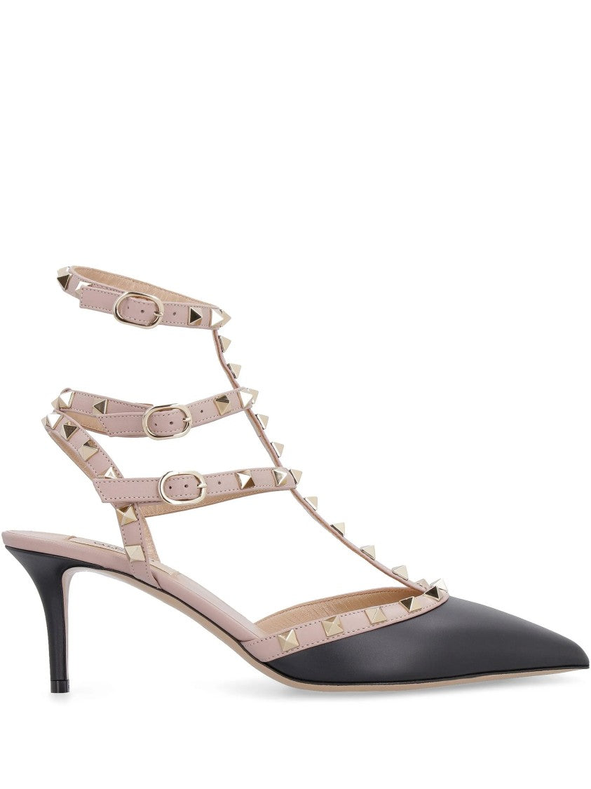 Valentino Pointed-Toe Leather Pumps With Pyramid Studs
