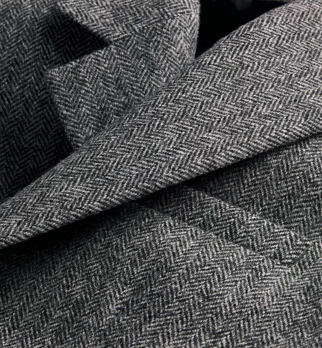 Christian Dior Woven Tailored Herringbone Pattern Coat