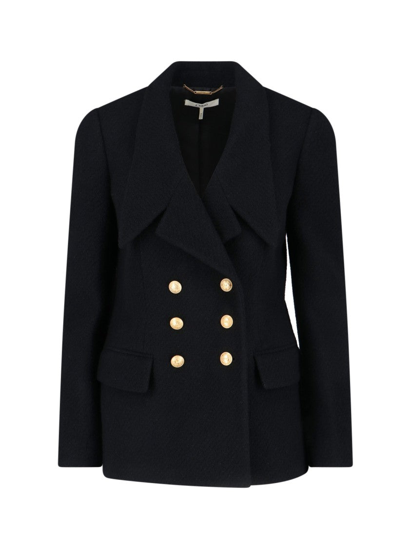 Chloé Double-Breasted Black Blazer With Classic Lapel