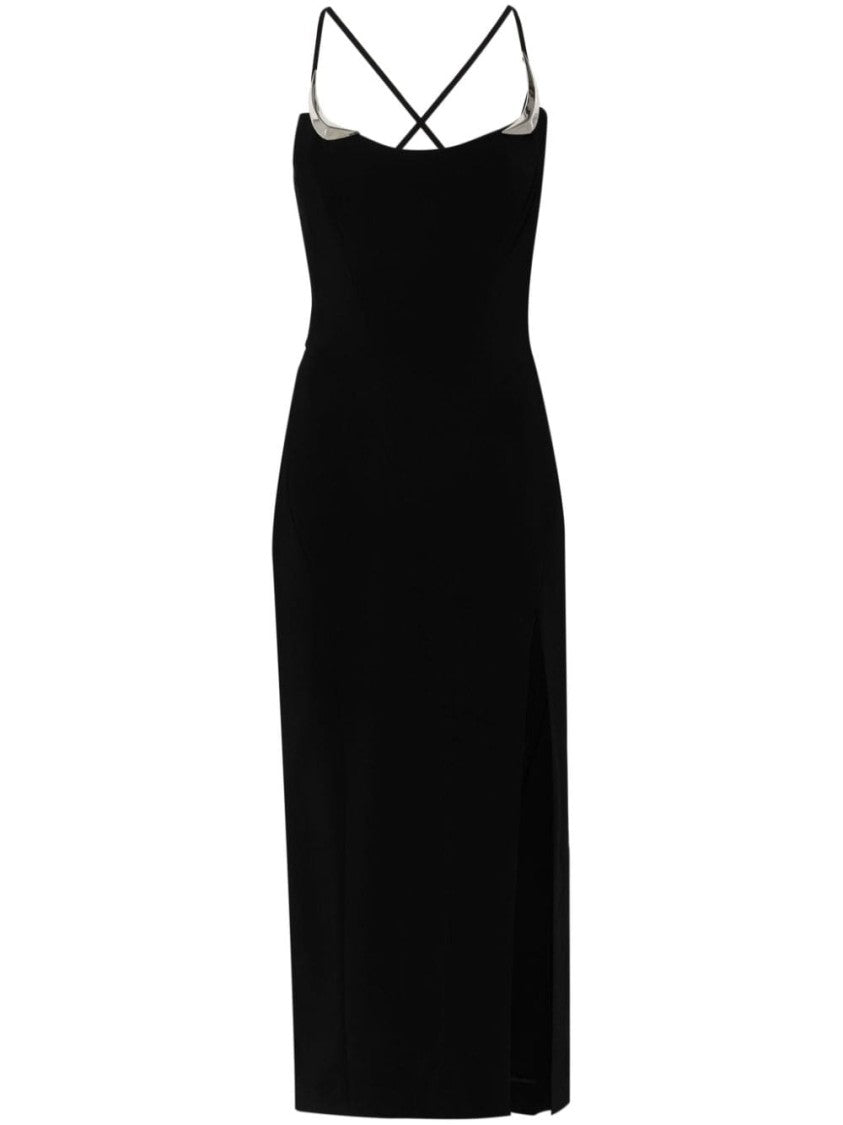 Mugler Mid-Length Black Stretch Dress