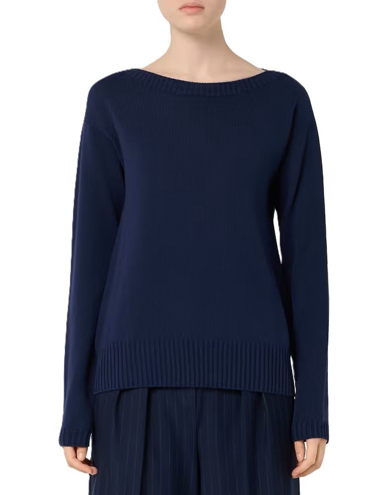 Max Mara Navy Blue Regular Fit Knit Top
