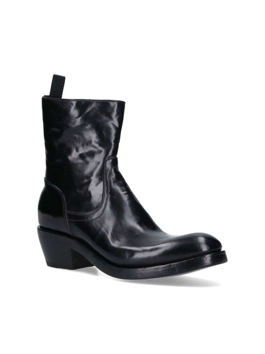 Premiata Calf Leather Ankle Boots With Side Zip Closure And Raised Stitching
