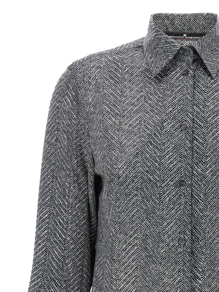 Ermanno Scervino Herringbone Patterned Viscose Shirt