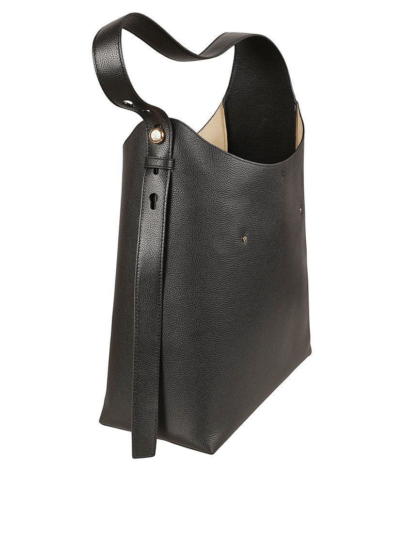 Tory Burch Structured Black Leather Shoulder Bag