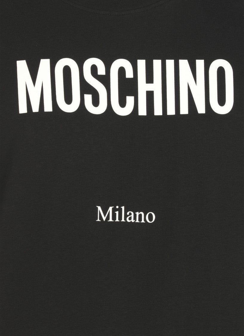 Moschino Contrasting Logo Black Cotton T-Shirt
