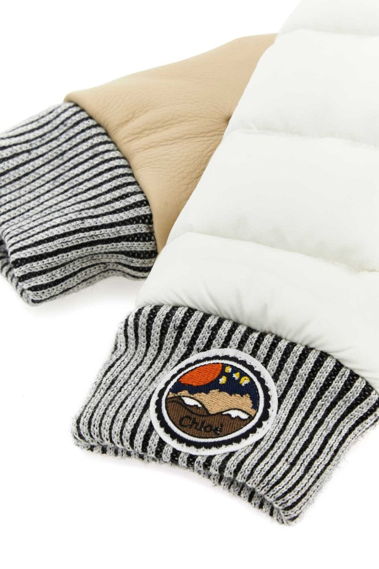 Chloé Two-Tone Nylon And Leather Gloves
