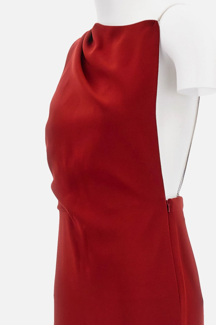 Max Mara Gathered Front Maxi Dress With Open Back And Side Zip Closure