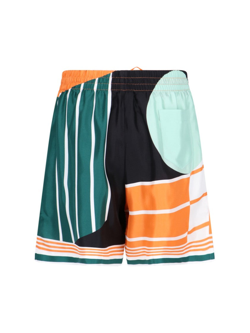 Casablanca Multicolor Print Silk "Court Abstrait" Shorts