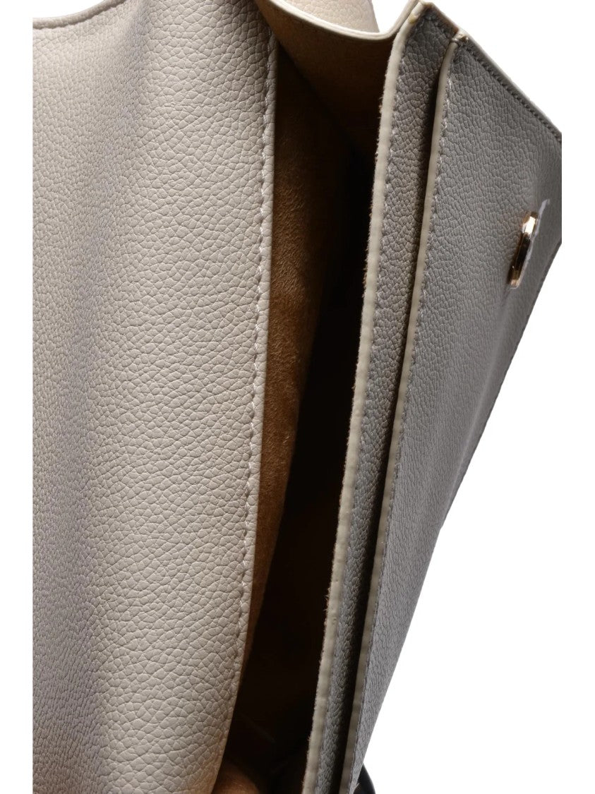 Love Moschino Structured White Shoulder Bag With Gold-Tone Logo Clasp