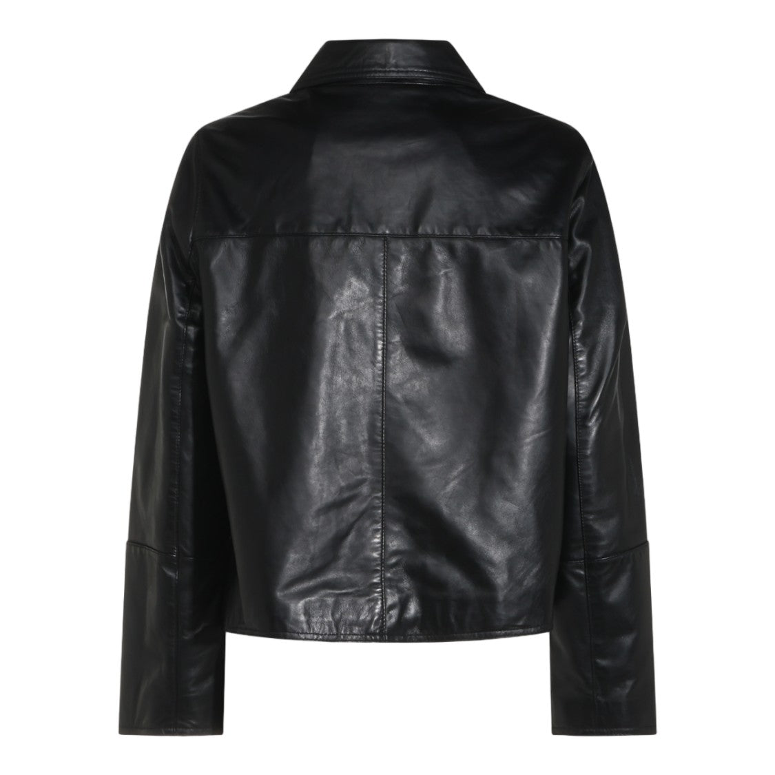 Zadig & Voltaire Cropped Leather Jacket With Classic Collar
