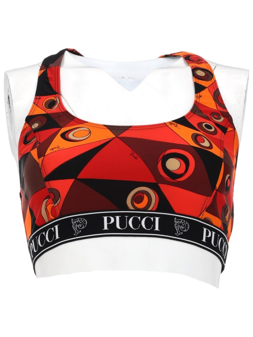 Pucci Cropped Geometric Pattern Racerback Bra
