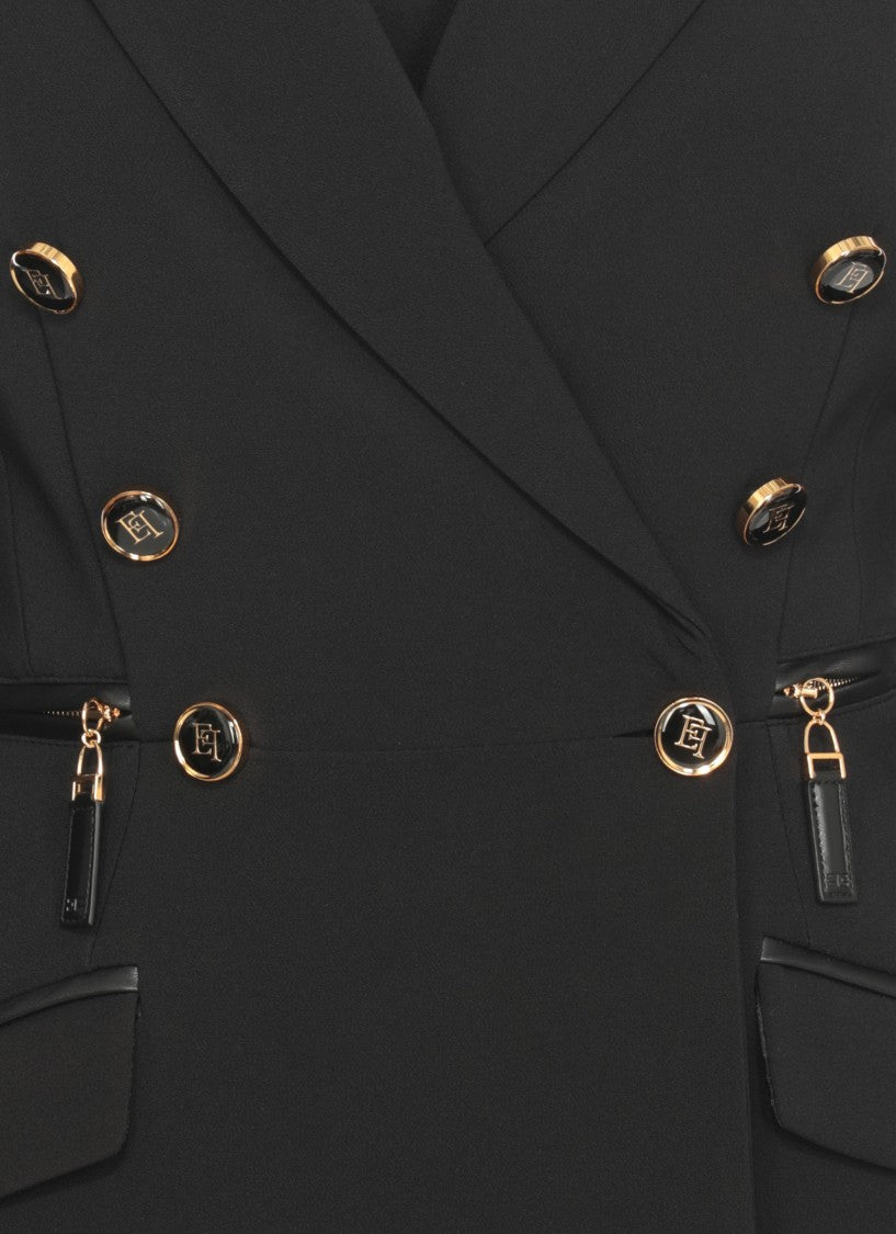 Elisabetta Franchi Crepe Double-Breasted Blazer